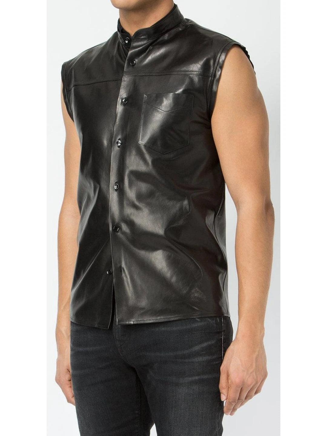 Uniq Sleevless Leather Shirt